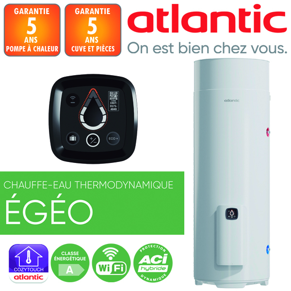 Chauffe-eau thermodynamique Égéo vertical sur socle 200L